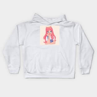 Cute Pink Hair Girl Kids Hoodie